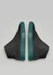A pair of black and green MH0006 Pixel Boss custom wedge shoes positioned back to back against a gray background.