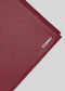Close-up of a M Leather Pouch Bordeaux with the logo "diverge" embossed in the lower right corner, showing detailed stitching and fabric texture.