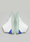 white blue premium leather high sneakers in clean design top view