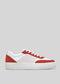 white with scarlet and bone premium leather sneakers in contemporary design sideview