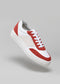 white with scarlet and bone premium leather sneakers in contemporary design floating sideview