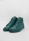 A pair of MH0059 Emerald Green Floater high-top sneakers on a white background.