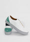 A pair of ML0080 White Floater W/ Grey, handcrafted in Portugal using premium Italian leathers, placed against a plain white background.