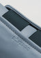 Close-up of the handcrafted V27 Lake W/ Petrol Blue sneaker in light blue, featuring sleek black elastic straps and "D-VERGE" embossed on the side, crafted with premium Italian leathers.