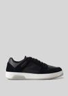 all black futuristic with retro flair low sneaker sideview