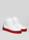 artic with red premium leather high sneakers in clean design frontview