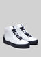 black and white premium leather high sneakers in clean design frontview