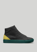black and green premium leather high sneakers in clean design sideview