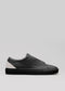 black with grey premium leather low sneakers in clean design sideview