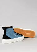 black and jeans premium canvas multi-layered high sneakers back and soleview