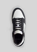 black and white futuristic with retro flair low sneaker topview