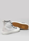 black and white premium canvas multi-layered high sneakers back and soleview