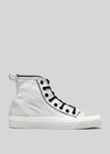 TH0004 by Martim high-top canvas sneaker with black laces and a white rubber sole, shown against a gray background.