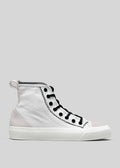 black and white premium canvas multi-layered high sneakers sideview