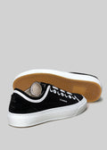 black and white premium canvas multi-layered low sneakers back and soleview