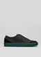 black with emerald premium leather slip-on sneakers with straps in clean design sideview