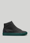 MH0006 Pixel Boss high-top sneaker with a textured back and green rubber sole, displayed against a plain white background.