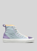 blue and lilac premium canvas multi-layered high sneakers sideview