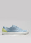 blue with lime premium leather low sneakers in clean design sideview
