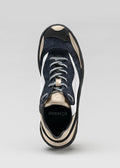 color mix black, beige & white premium leather sneakers landscape with sophisticated silhouette topview