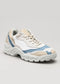color mix blue & beige premium leather sneakers landscape with sophisticated silhouette frontview