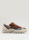 color mix brown & beige premium leather sneakers landscape with sophisticated silhouette sideview