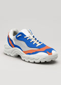 color mix electric blue premium leather sneakers landscape with sophisticated silhouette frontview