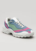 color mix fuchsia with blue premium leather sneakers landscape with sophisticated silhouette frontview