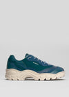 color mix teal premium leather and wool sneakers landscape with sophisticated silhouette sideview