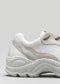 Vista laterale di una sneaker bassa V6 Leather Color Mix White con suola ondulata e dettagli in pelle scamosciata.