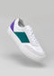 emerald green and bone premium leather sneakers in contemporary design floating sideview