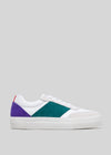 emerald green and bone premium leather sneakers in contemporary design sideview