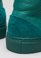 Close-up view of V2 Emerald Green Floater custom shoes with textured heels and leather upper.