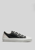 full black premium canvas multi-layered low sneakers sideview
