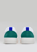 green and white premium leather pair of sneakers in contemporary design backview