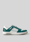 green and white futuristic with retro flair low sneaker sideview