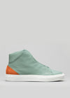 green with white premium leather high sneakers in clean design sideview