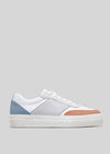 grey and peach premium leather sneakers in contemporary design sideview