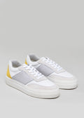 grey and yellow premium leather sneakers in contemporary design frontview
