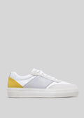 grey and yellow premium leather sneakers in contemporary design sideview