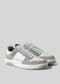 grey and green futuristic with retro flair low sneaker frontview