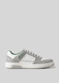 grey and green futuristic with retro flair low sneaker sideview