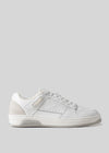 A single Meteor 88 White Canvas low top sneaker with perforated detailing, displayed against a light gray background.