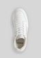 Top view of a single Meteor 88 White Canvas low top sneaker with laces on a light gray background.