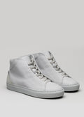grey premium leather high sneakers in clean design frontview