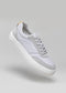 grey premium leather sneakers in contemporary design floating sideview