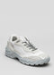 grey premium leather sneakers landscape with sophisticated silhouette frontview