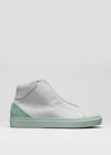 grey with pastel green with premium leather high sneakers in clean design sideview