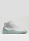 Side view of a V35 Grey W/ Pastel Green high-top sneaker with a mint green sole and heel accent.