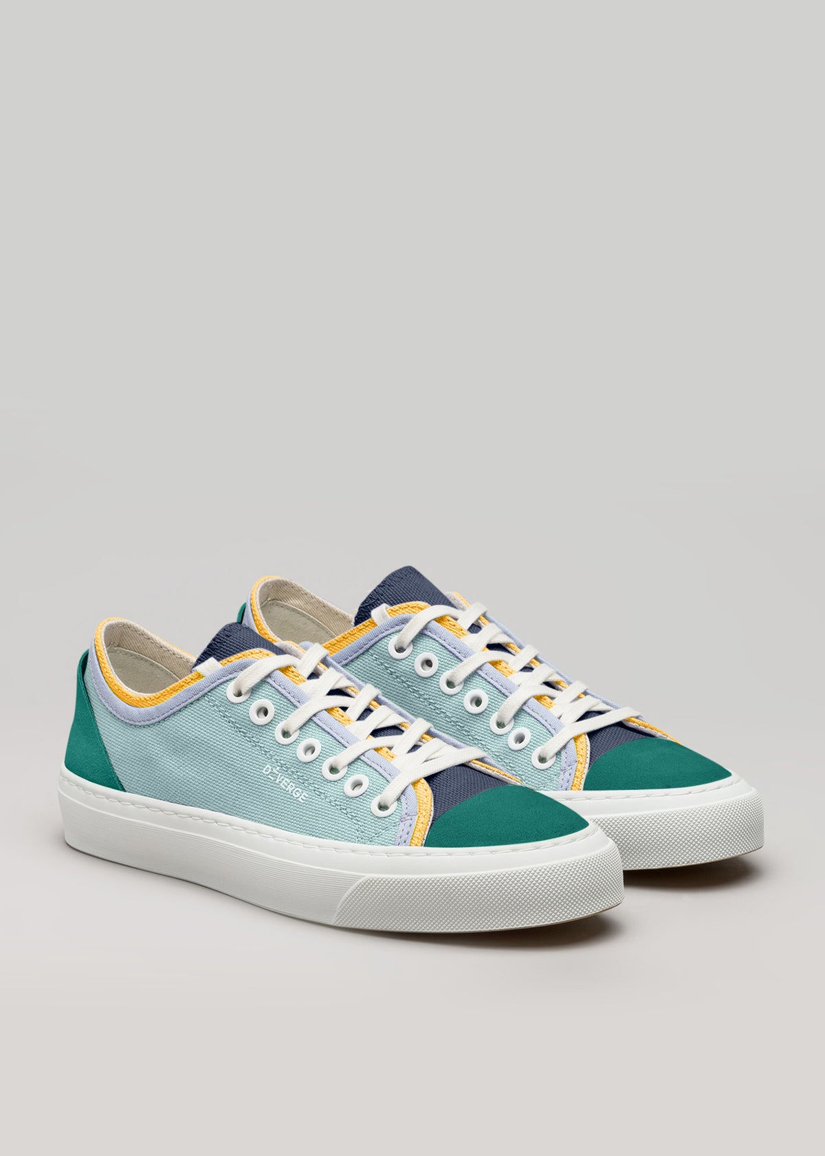 Colorful Patterned Sneakers with Yellow and Blue Accents Blue Floral Sneakers, Handmade Yellow Flower, Custom Canvas  main image 3